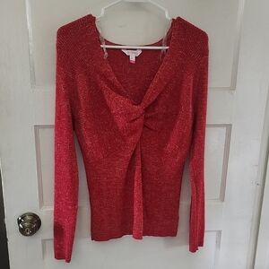 Red Knotted Sweater Top